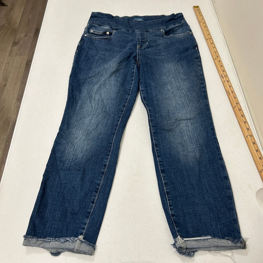 JAG Amelia Slim Ankle Pull-On Jeans Medium Wash Raw Hem 14W J2321EA374
